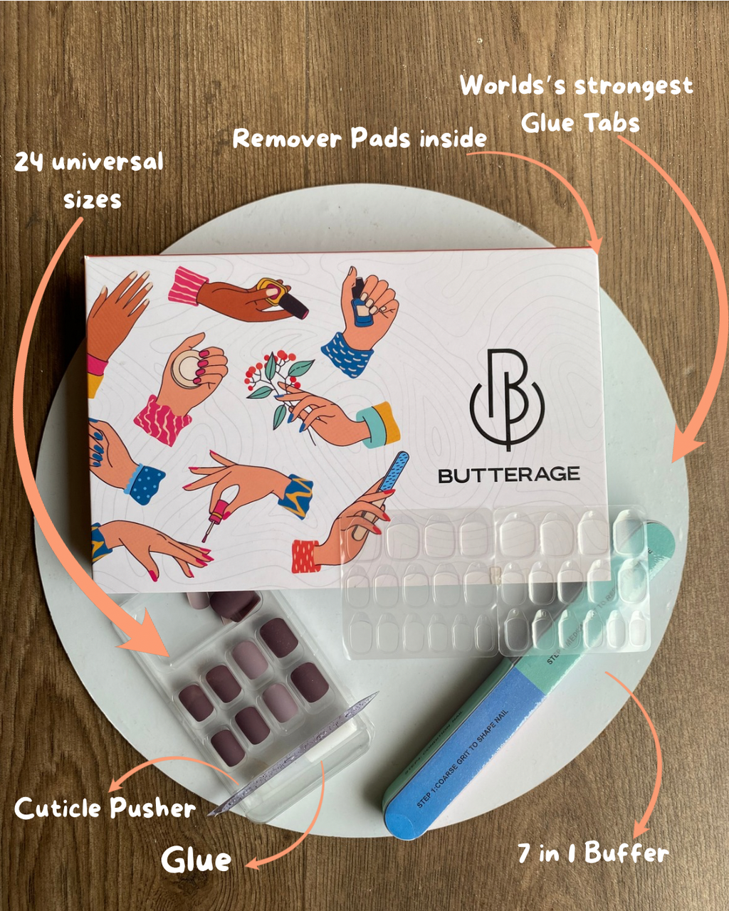 Korean Nails – Butterage Natural & Comfortable 24 Nails - 012