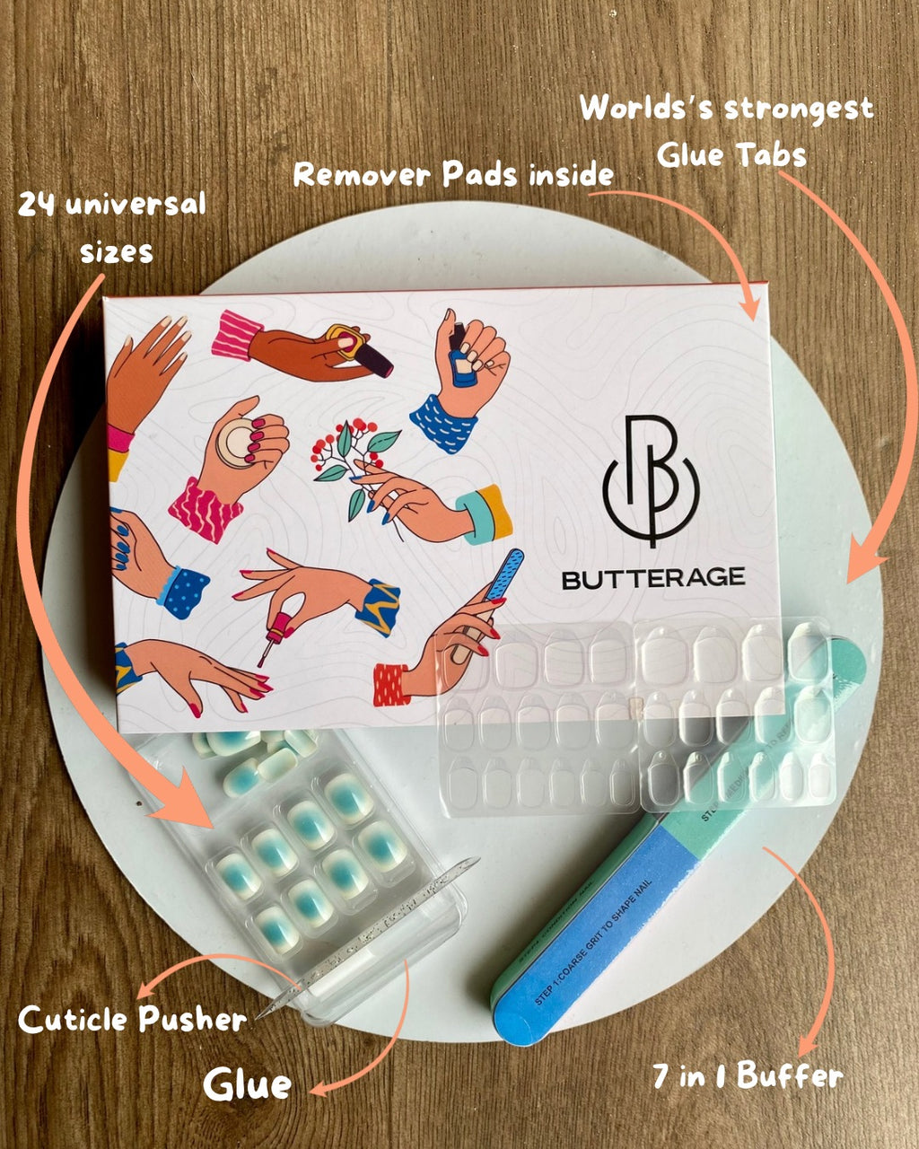 Korean Nails – Butterage Natural & Comfortable 24 Nails - 518