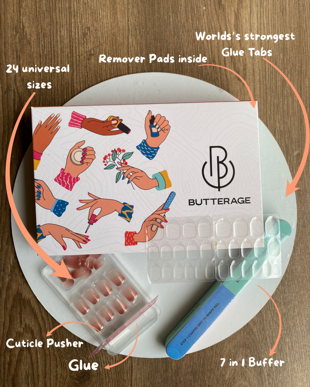 Korean Nails – Butterage Natural & Comfortable 24 Nails - 162