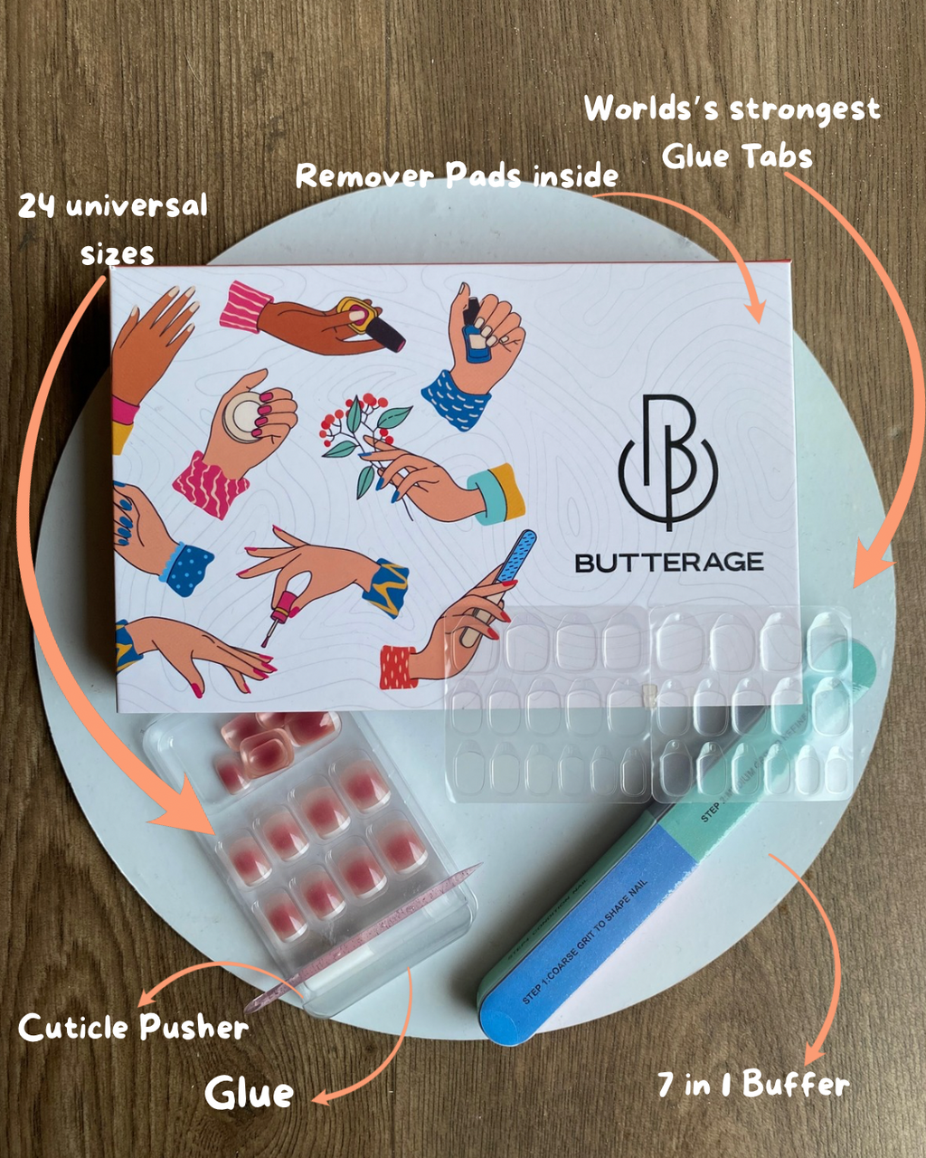 Korean Nails – Butterage Natural & Comfortable 24 Nails - 350