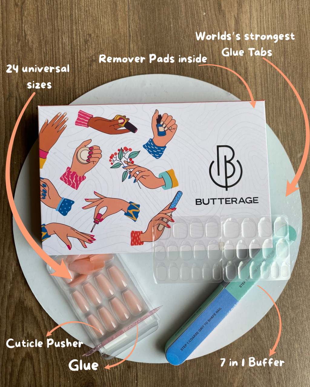 Korean Nails – Butterage Natural & Comfortable 24 Nails - 485