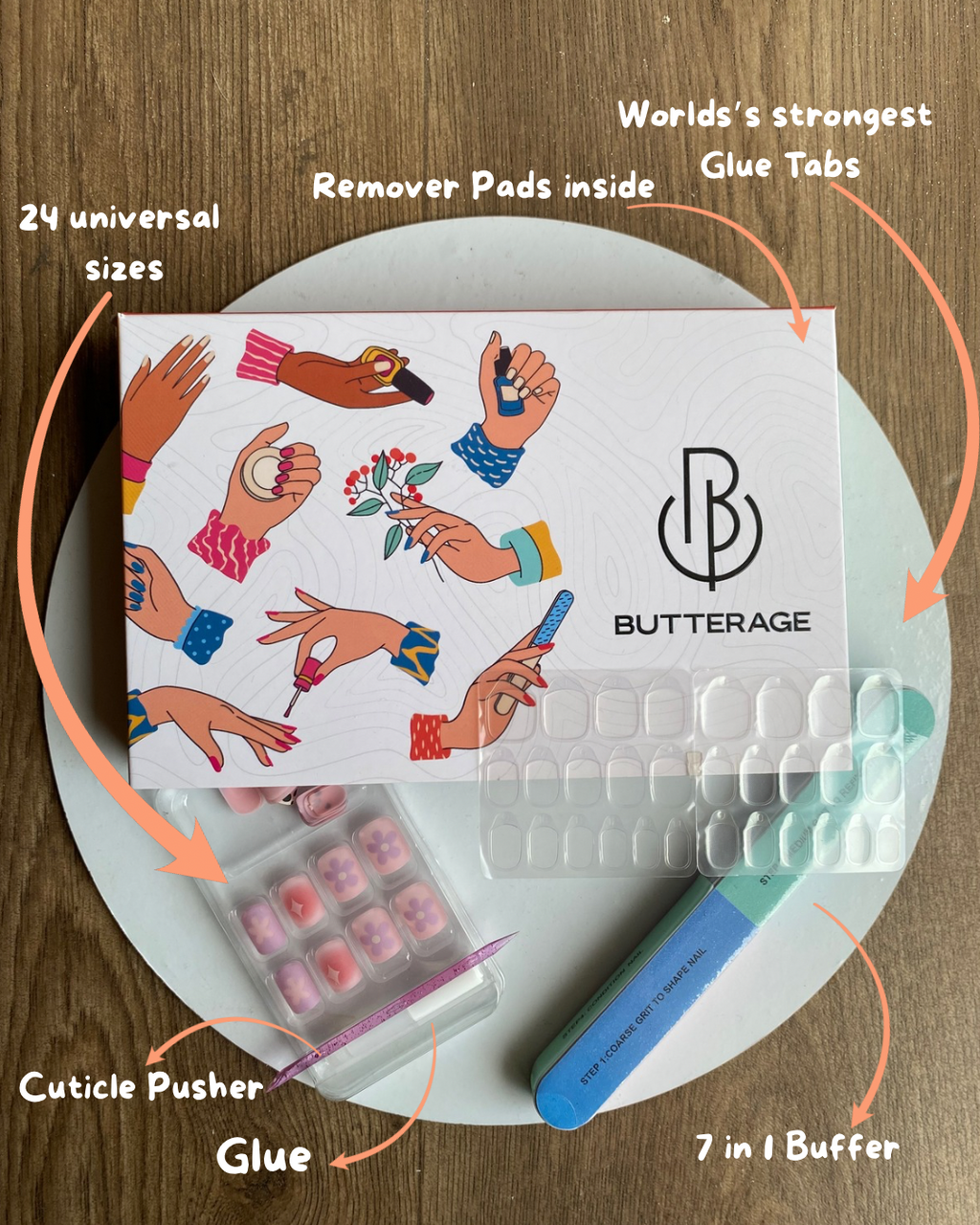 Korean Nails – Butterage Natural & Comfortable 24 Nails - 726