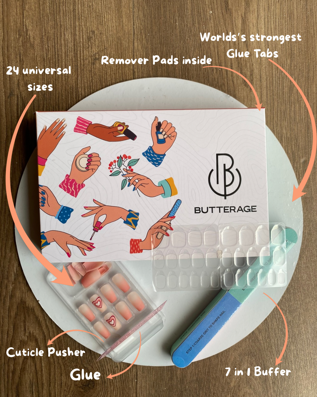 Korean Nails – Butterage Natural & Comfortable 24 Nails - 580