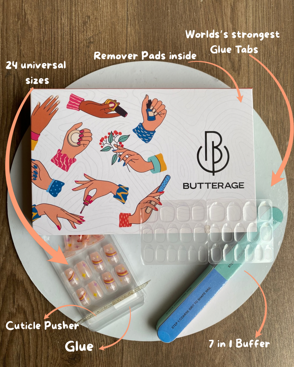 Korean Nails – Butterage Natural & Comfortable 24 Nails - 561