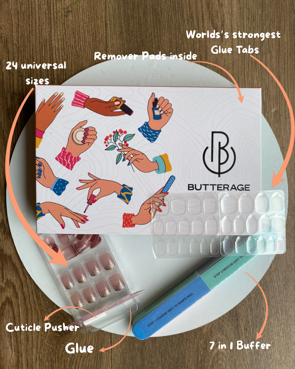 Korean Nails – Butterage Natural & Comfortable 24 Nails - 559