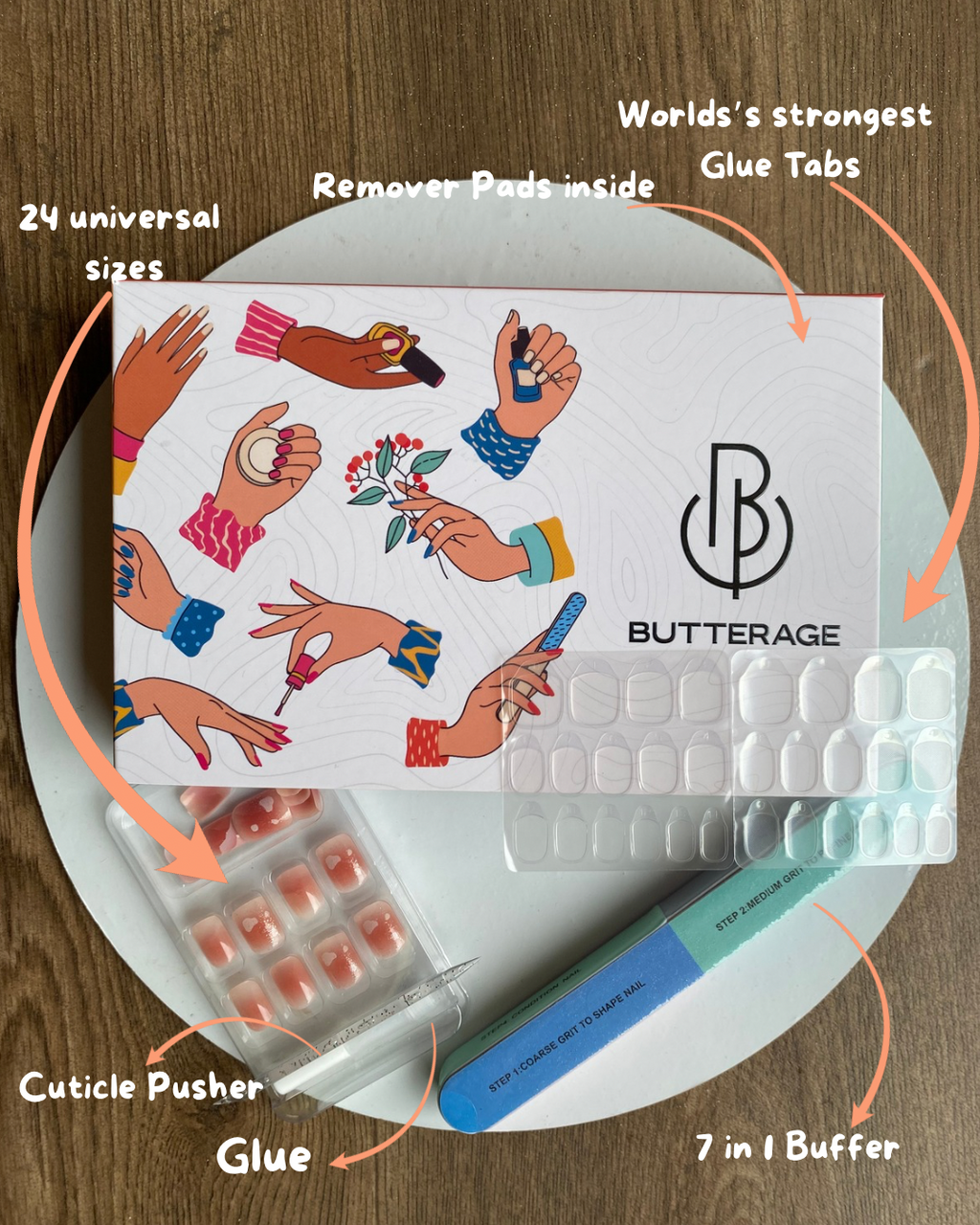 Korean Nails – Butterage Natural & Comfortable 24 Nails - 486