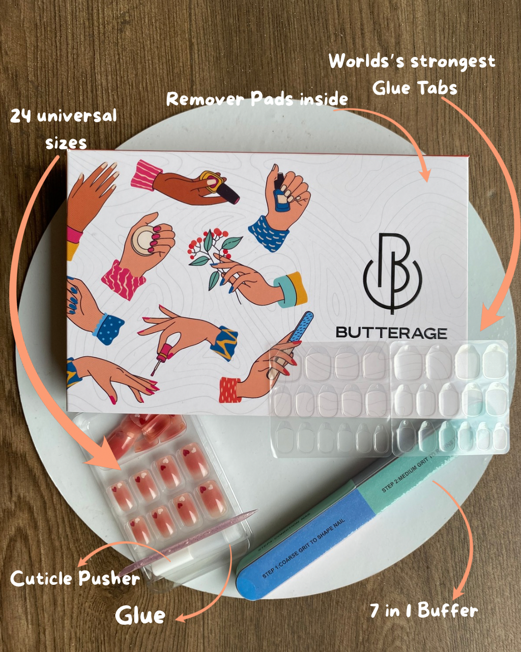 Korean Nails – Butterage Natural & Comfortable 24 Nails - 376