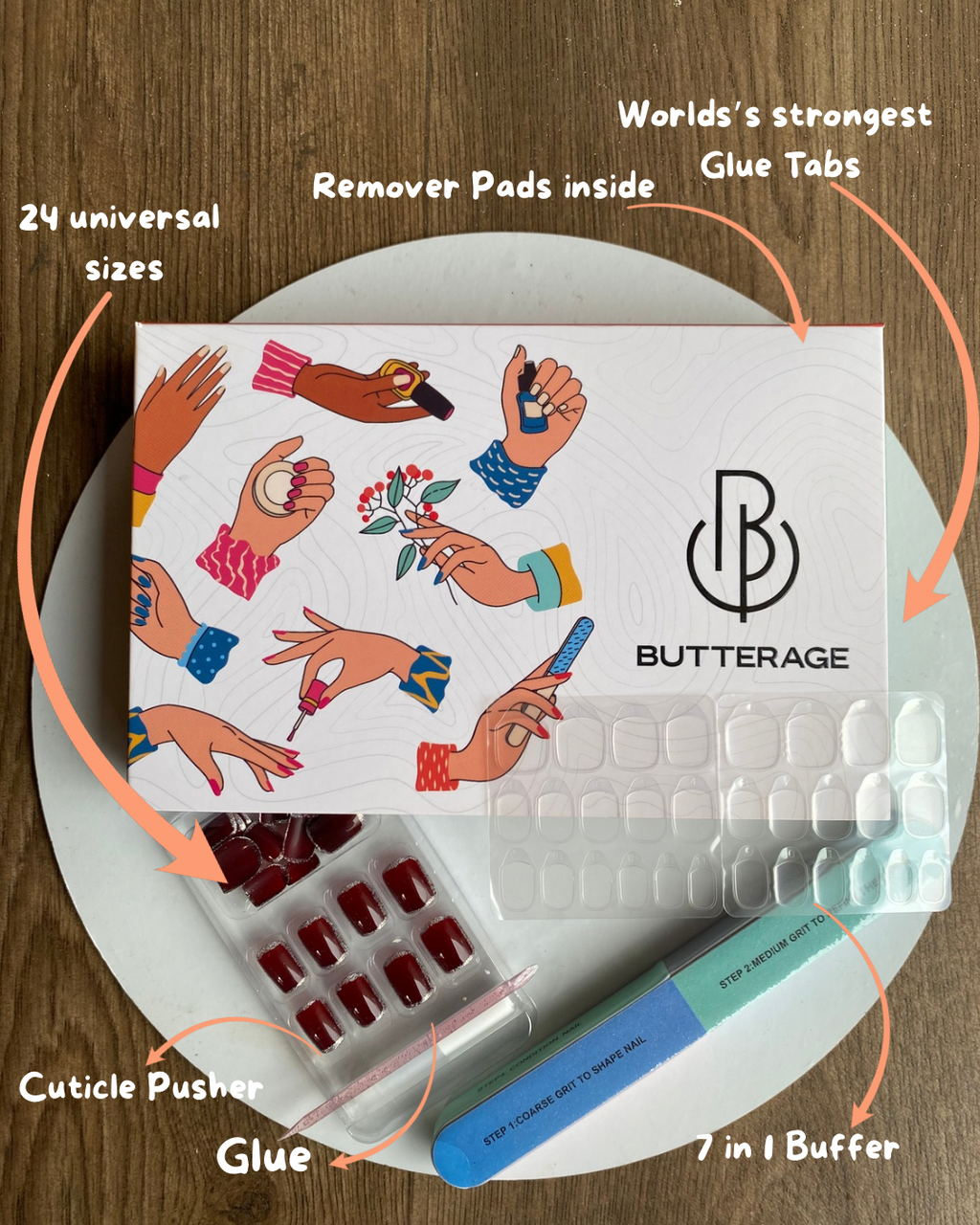 Korean Nails – Butterage Natural & Comfortable 24 Nails - 306